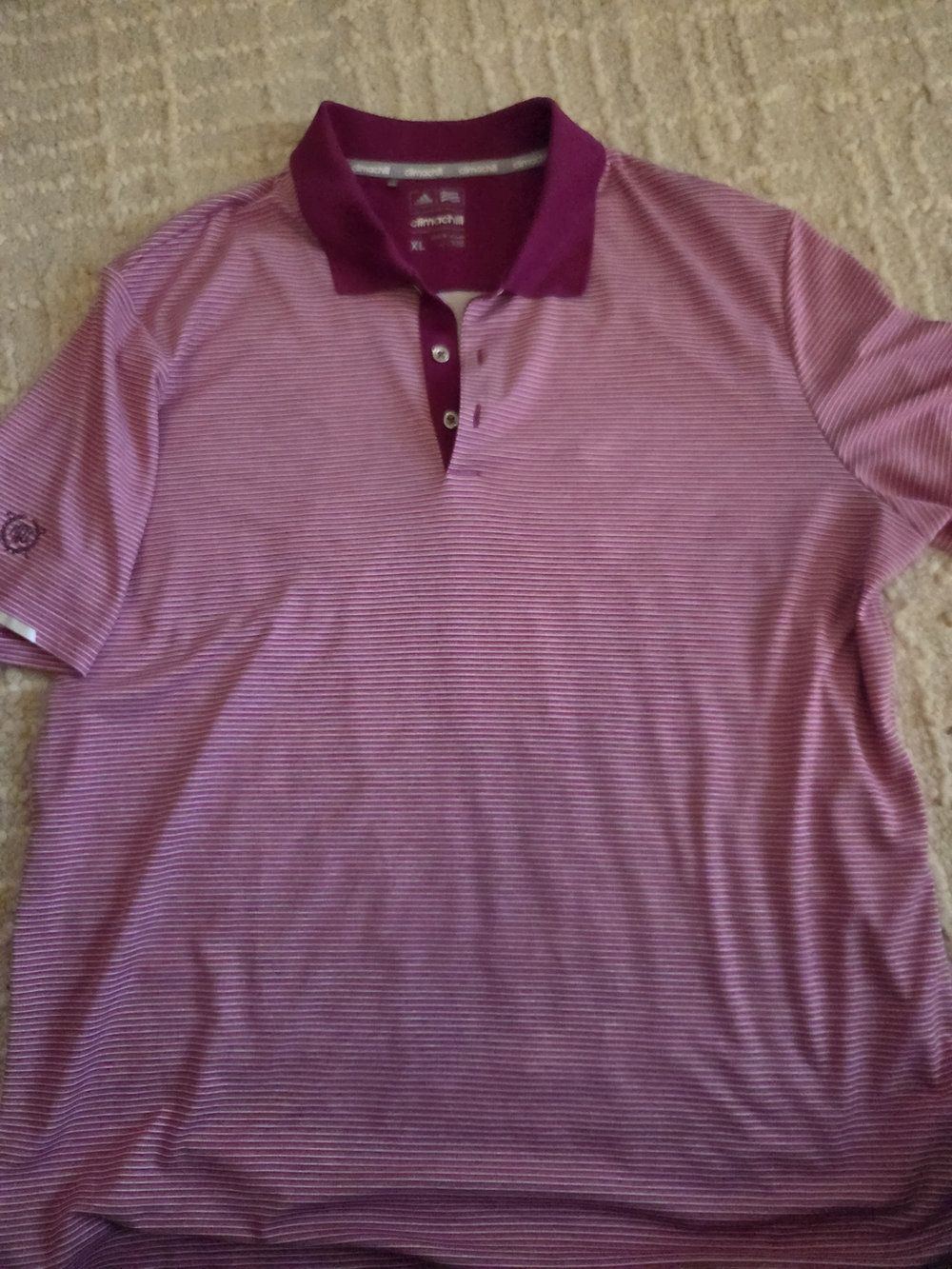 Adidas Pink Striped Golf Polo, XL